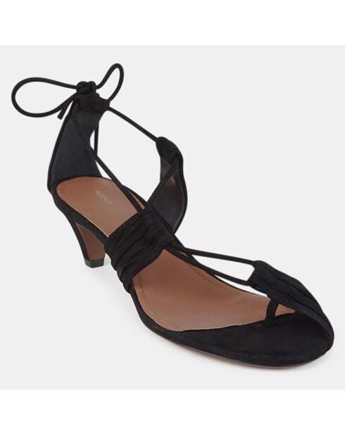 Sandales en Velours de Cuir Gloria noires - Talon 5 cm