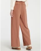 Pantalon large Romeo à ceinture élastiquée marron moyen