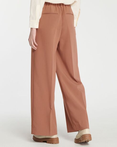 Pantalon large Romeo à ceinture élastiquée marron moyen