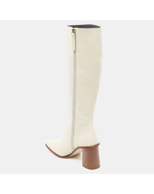 Bottes en Cuir East écrues - Talon 7.5 cm