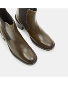 Chelsea boots en Cuir vert kaki - Talon 5 cm