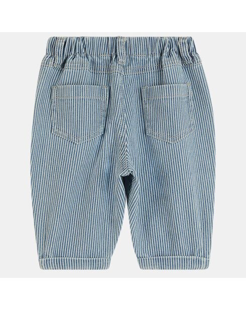 Pantalon en Coton bio mélangé Linto Bis Oshkosh blanc/bleu