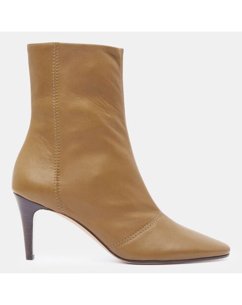 Bottines en Cuir Reena beige foncé - Talon 7.5 cm