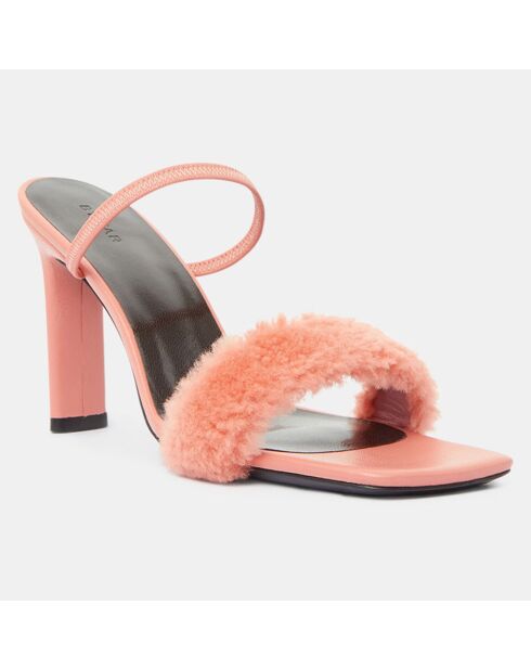 Rosafarbene Ada Lederpantolette mit 10,5 cm Absatz