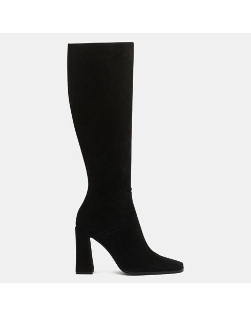 Bottes en Velours de Cuir Tia noires - Talon 10 cm