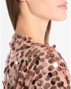 Veste Paulhan à gros sequins sur résille rose pâle