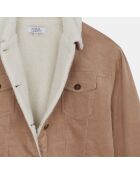 Veste en Velours de coton Fadela intérieur fourré beige