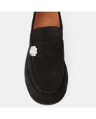 Mocassins en Velours de Cuir noirs - Talon 5.5 cm
