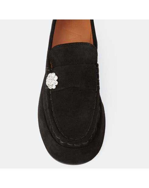 Mocassins en Velours de Cuir noirs - Talon 5.5 cm
