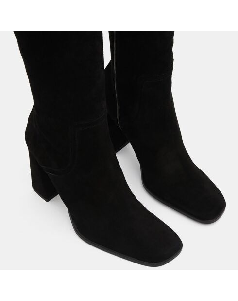 Bottes en Velours de Cuir Tia noires - Talon 10 cm