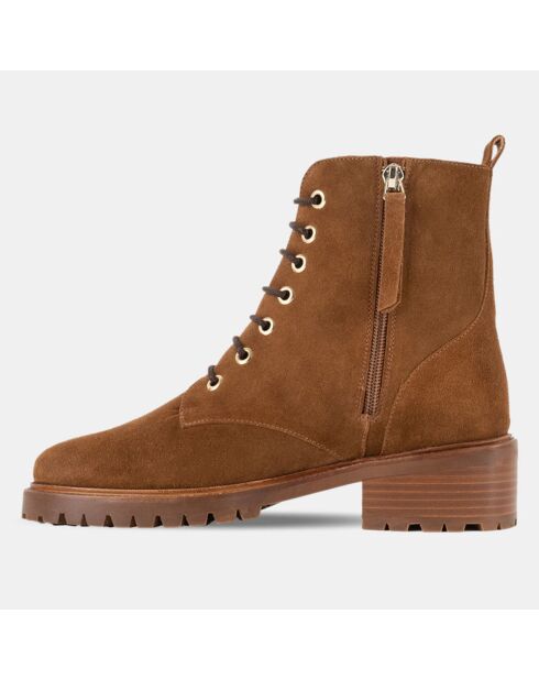 Boots en Velours de Cuir camel