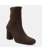 Bottines en Velours de Cuir marron - Talon 8 cm