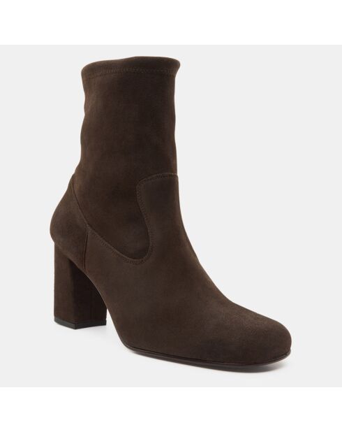 Bottines en Velours de Cuir marron - Talon 8 cm