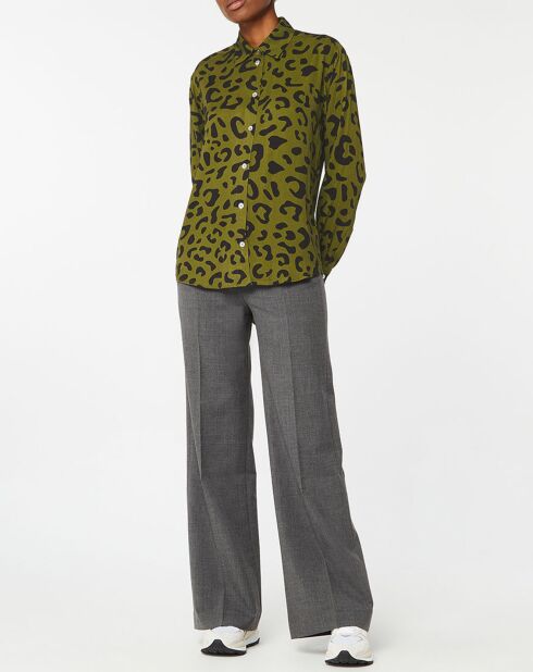 Chemise droite Steinlen imprimé léopard kaki