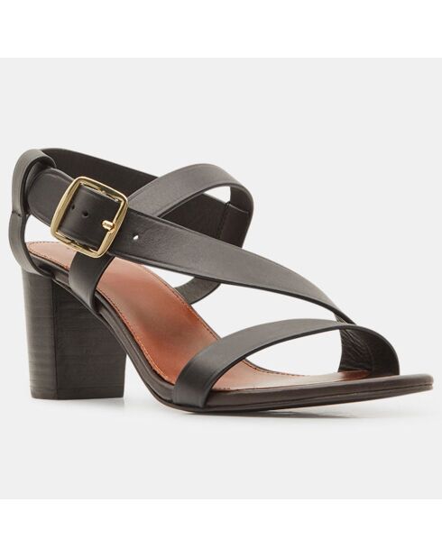 Schwarze Paola Ledersandalen - Absatz 7 cm