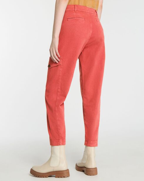 Pantalon cargo en Twill de Coton recyclé Robin rouge foncé