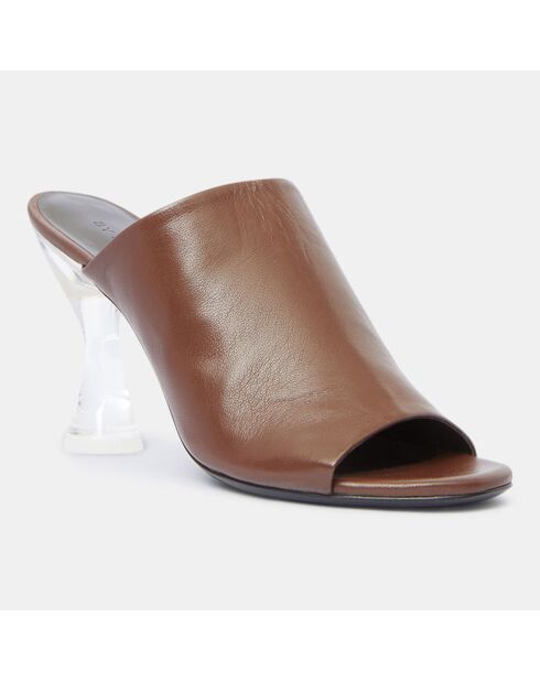 Braune Lederpantolette Luz - 10 cm Absatz