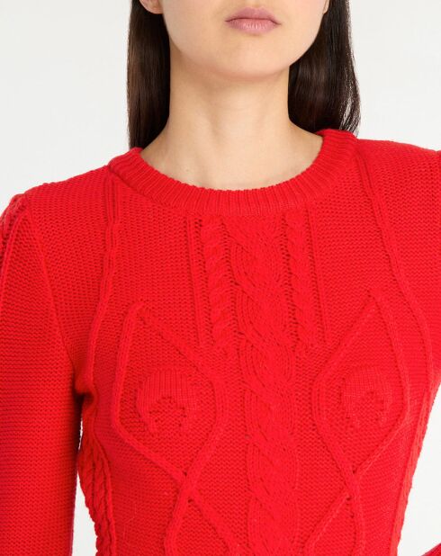 Robe 100% Laine Knit Long rouge