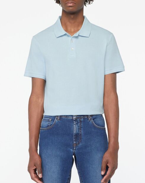 Poloc gerades Poloshirt aus Bio-Baumwolle himmelblau