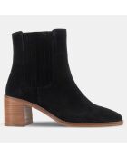 Chelsea Boots en Velours de Cuir noires - Talon 5.5 cm