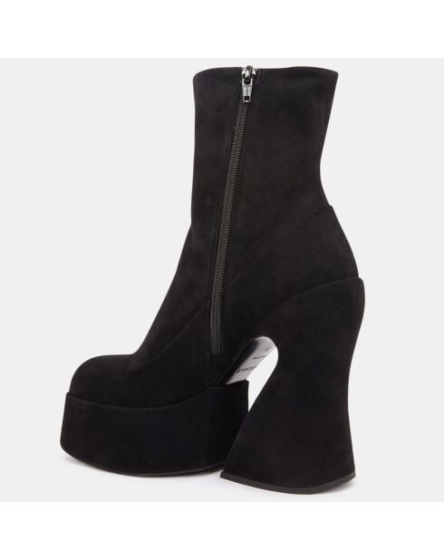 Bottines en Velours de Cuir Vicky noires - Talon 13.5 cm