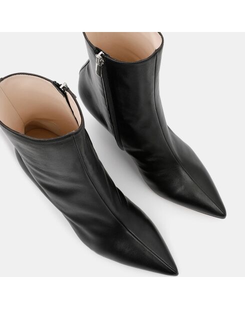 Frankie zwarte leren laarzen met sleehak van 9 cm