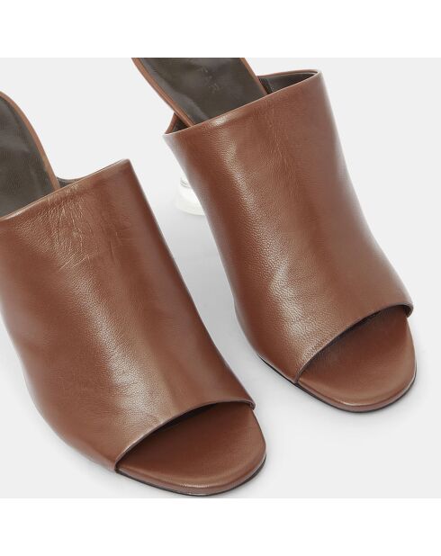 Braune Lederpantolette Luz - 10 cm Absatz