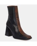 Bottines en Cuir South noir/marron - Talon 8 cm