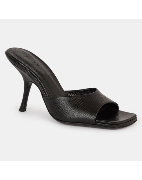 HLS Pantoletten aus Leder, schwarz, 8 cm Absatz