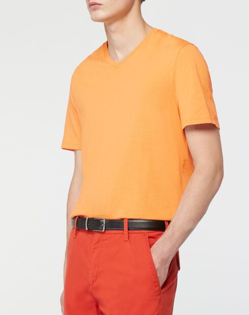 T-Shirt en Coton bio Sishev col V orange