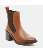 Chelsea boots en Cuir camel - Talon 5 cm
