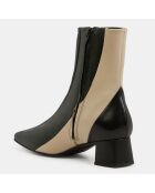 Bottines en Cuir Tricolores vert/beige - Talon 4 cm