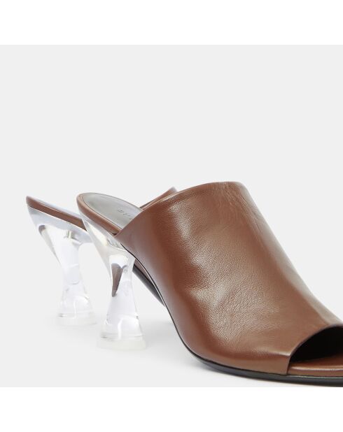 Braune Lederpantolette Luz - 10 cm Absatz