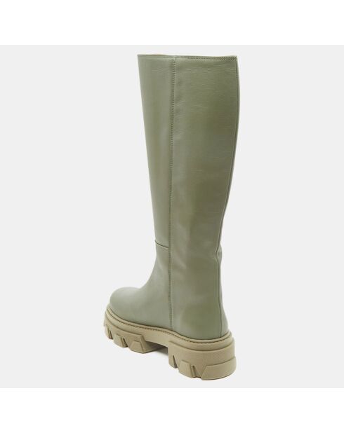 Bottes en Cuir Katiuska kaki - Talon 6 cm