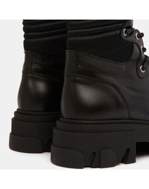 Boots en Cuir semelle épaisse noires - Talon 5 cm