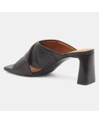 Mules en Cuir Matelassées noires - Talon 7.5 cm