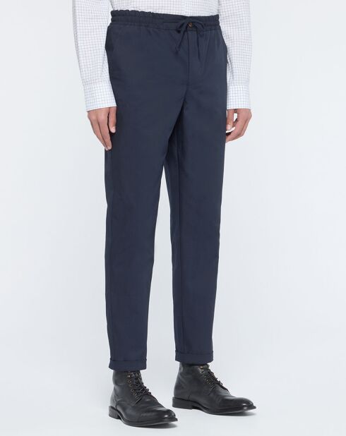 Pantalon chino en Toile de Coton bio Mujog bleu marine