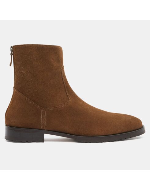 Bottines en Velours de Cuir Santiago marron