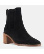 Chelsea Boots en Velours de Cuir noires - Talon 5.5 cm