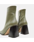 Bottines en Cuir South kaki - Talon 8.5 cm