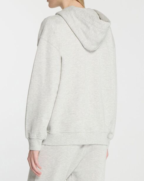 Sweat zippé en Coton bio Mathalie à capuche gris chiné