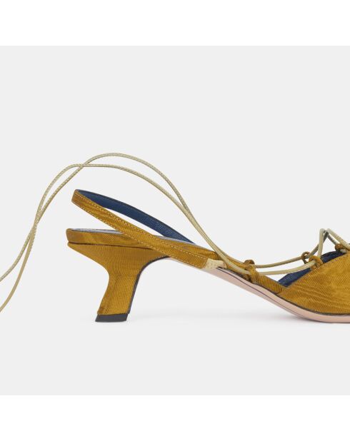 Slingbacks Pointu Talon Lacets dorées - Talon 5 cm
