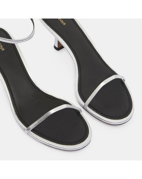 Sandalias Tanev de piel plateadas - tacón de 5.5 cm