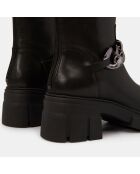 Boots en Cuir avec chaîne noires - Talon 6 cm