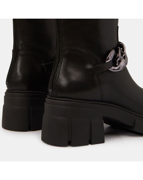 Boots en Cuir avec chaîne noires - Talon 6 cm