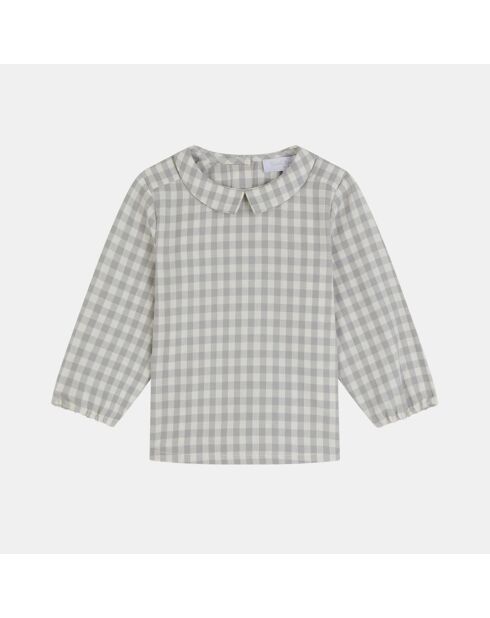 Chemise en coton Odila vichy écru/gris