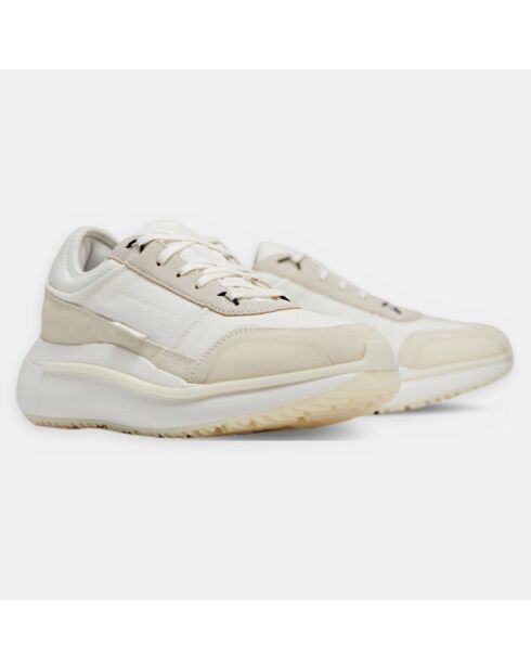 Y-3 Ajatu Run wit/beige sneakers van leer en textiel