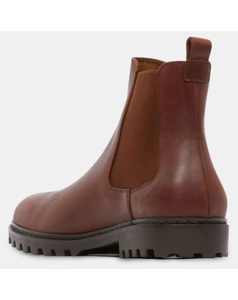 Chelsea boots en Cuir Elba marron foncé