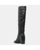 Bottes en Cuir talon détail rond vertes - Talon 9 cm