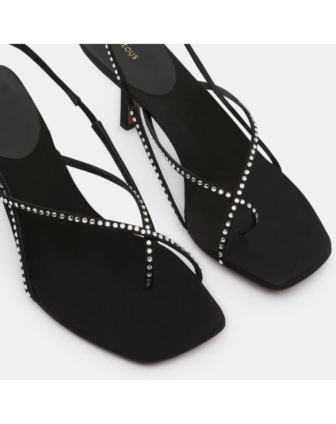 Schwarze Shamali-Slingbacks mit Strasssteinen — 6,5 cm Absatz
